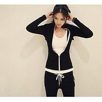 womens casualdaily sweatshirt solid stand micro elastic cotton polyest ...