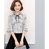 womens going out cute blouse polka dot round neck length sleeve others