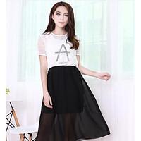 womens casualdaily cute summer shirt skirt suits letter round neck sho ...