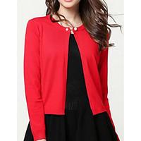 womens going out casualdaily simple short cardigan solid pink red halt ...