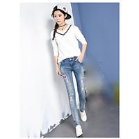 womens mid rise micro elastic jeans pants cute simple loose solid