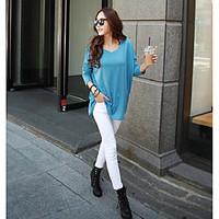 womens casualdaily simple t shirt solid round neck long sleeve cotton  ...