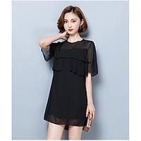 womens casualdaily simple blouse solid round neck short sleeve polyest ...