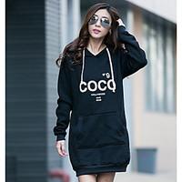 Women\'s Casual/Daily Going out Simple Hoodie Letter V Neck Micro-elastic Cotton Long Sleeve