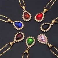 Women\'s Choker Necklaces Pendant Necklaces Imitation Diamond Gemstone Gem Rhinestone Gold Plated Simulated Diamond FashionRed Green Blue