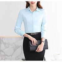 womens going out simple shirt solid striped shirt collar long sleeve c ...