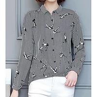 womens casualdaily simple shirt striped print shirt collar long sleeve ...