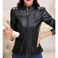 womens casualdaily simple spring fall jacket solid round neck long sle ...