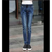 womens mid rise inelastic jeans chinos pants street chic loose solid