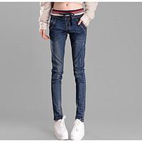 Women\'s Low Rise Inelastic Jeans Chinos Pants, Street chic Slim Skinny Solid