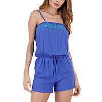 Women\'s Mid Rise Going out Holiday Rompers, Sexy Simple Slim Solid Color All Seasons