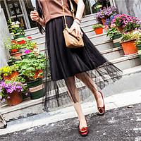 womens going out casualdaily midi skirts simple cute a line mesh solid ...