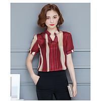 womens casualdaily simple blouse striped v neck short sleeve cotton