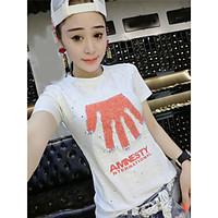 womens casualdaily simple t shirt print letter round neck short sleeve ...