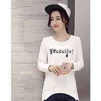 womens going out cute t shirt solid round neck long sleeve cotton