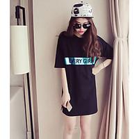 womens casualdaily simple cute summer t shirt letter round neck length ...