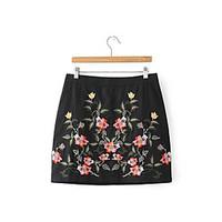 Women\'s A Line Solid SkirtsGoing out Casual/Daily Simple Street chic Mid Rise Above Knee Zipper PU Micro-elastic Fall Winter