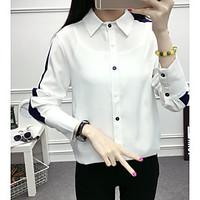 womens casualdaily simple spring shirt solid shirt collar long sleeve  ...