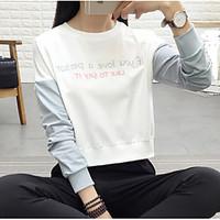 Women\'s Going out Sweatshirt Solid Round Neck Micro-elastic Cotton Long Sleeve Fall