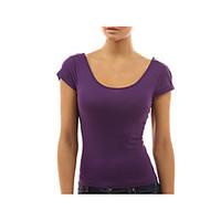 womens casualdaily simple shirt solid round neck short sleeve cotton