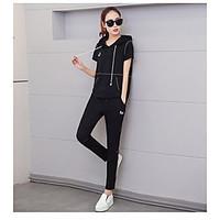 womens casualdaily sports simple active spring hoodie pant suits solid ...