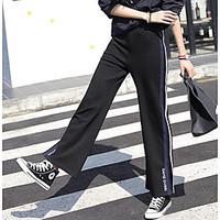 womens mid rise micro elastic loose pants simple relaxed color block