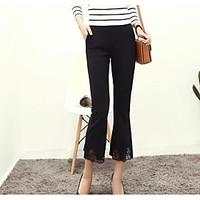 womens mid rise micro elastic chinos pants sexy bootcut solid