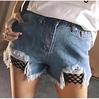 womens high rise strenchy jeans shorts pants street chic slim solid