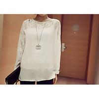 womens going out work sexy blouse solid round neck long sleeve rayon m ...