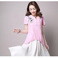 womens going out holiday vintage chinoiserie summer t shirt solid flor ...