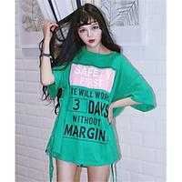 womens going out holiday cute summer t shirt solid letter round neck s ...