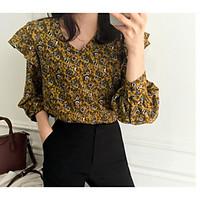 womens going out party sexy cute shirt solid print v neck long sleeve  ...