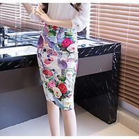 Women\'s Holiday Knee-length Skirts Bodycon Floral Summer