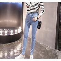 womens mid rise strenchy jeans pants simple skinny solid