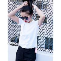 womens going out casualdaily simple t shirt solid round neck short sle ...