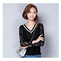 womens going out casualdaily holiday sexy simple blouse solid floral v ...