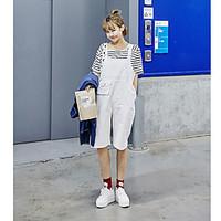 womens low rise micro elastic overalls pants cute simple loose solid