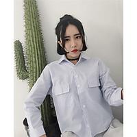 womens going out simple summer trench coat striped shirt collar regula ...