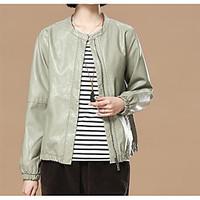 womens going out simple spring jacket solid stand long sleeve regular  ...