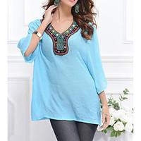 womens casualdaily simple t shirt solid print v neck long sleeve silk  ...