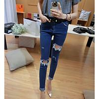 womens mid rise strenchy jeans pants simple skinny solid