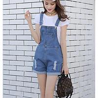 womens mid rise micro elastic overalls pants street chic slim solid