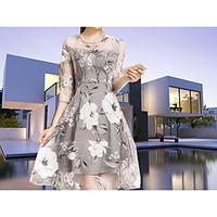 womens beach a line dress floral u neck above knee sleeve others sprin ...