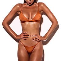 womens halter bikini plunging neckline solid solid