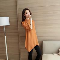 Women\'s Casual/Daily T Shirt Dress, Solid Halter Above Knee Long Sleeve Wool Fall Mid Rise Inelastic Thick