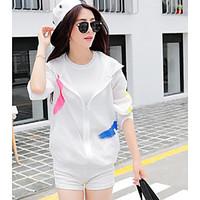 womens casualdaily simple summer jacket print hooded long sleeve regul ...