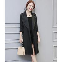 womens casualdaily simple spring trench coat solid notch lapel long sl ...