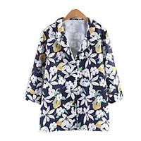 womens daily simple shirt floral shirt collar long sleeve polyester