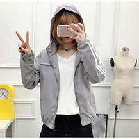 womens casualdaily simple spring fall jacket solid hooded long sleeve  ...