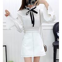 womens casualdaily simple summer t shirt skirt suits solid asymmetrica ...